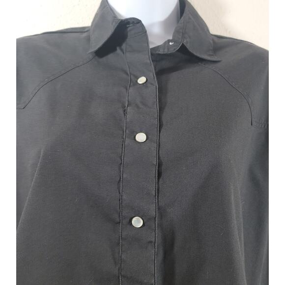 VTG Spurs N Lace Black Pearl Snap Closure Collard Medium Lightweight Western - Picture 5 of 5